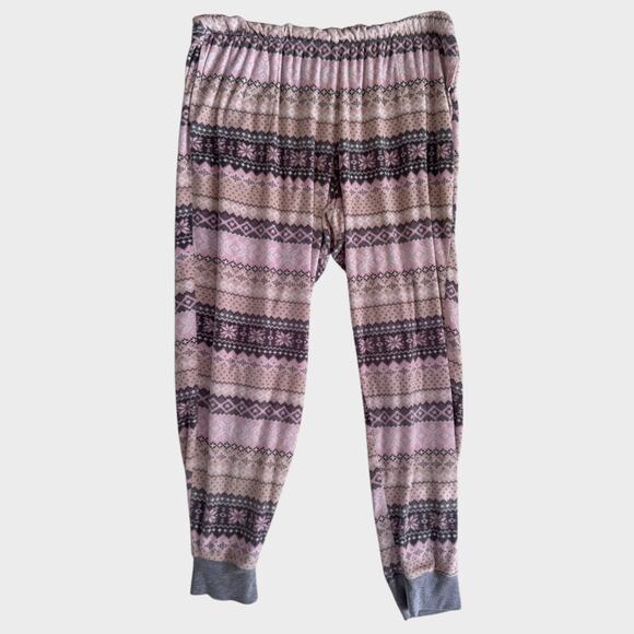 Cuddl Duds Womens Large Polyester Spandex Jogger Pants Purple Print - Picture 1 of 6